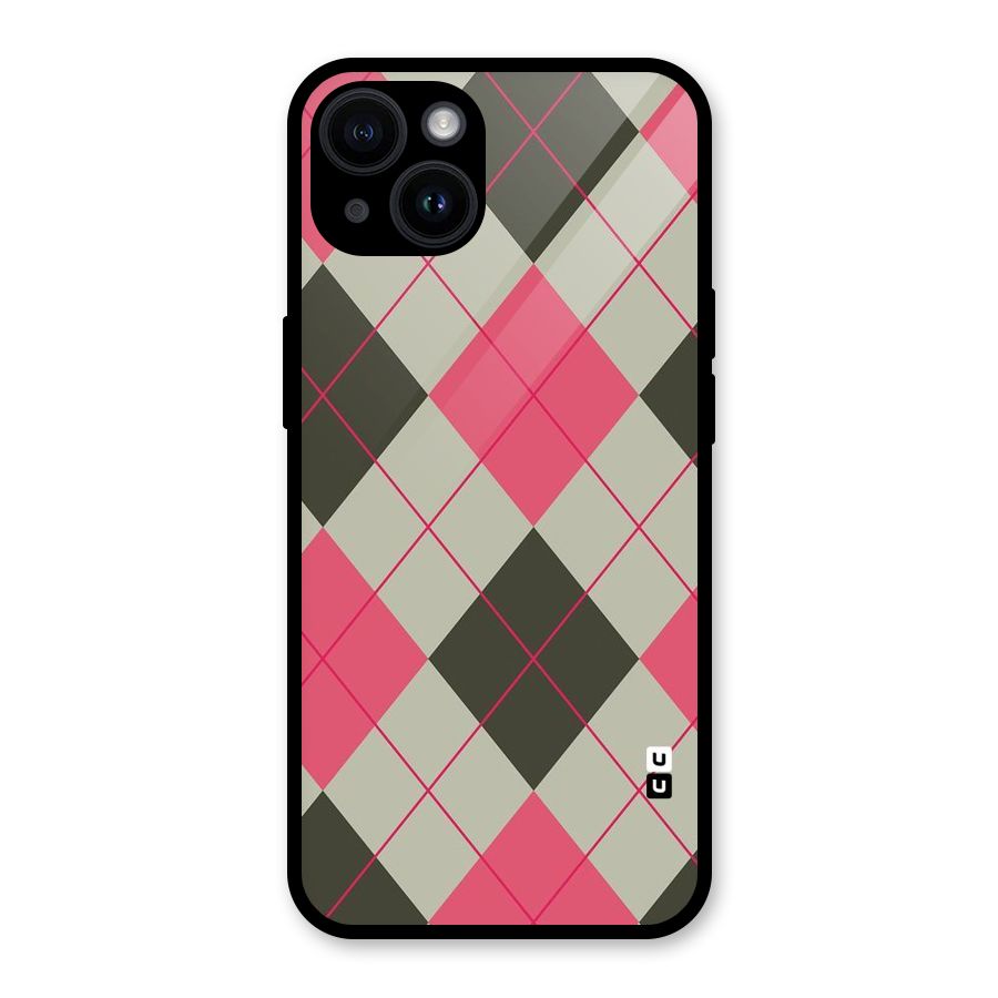 Check And Lines Glass Back Case for iPhone 14