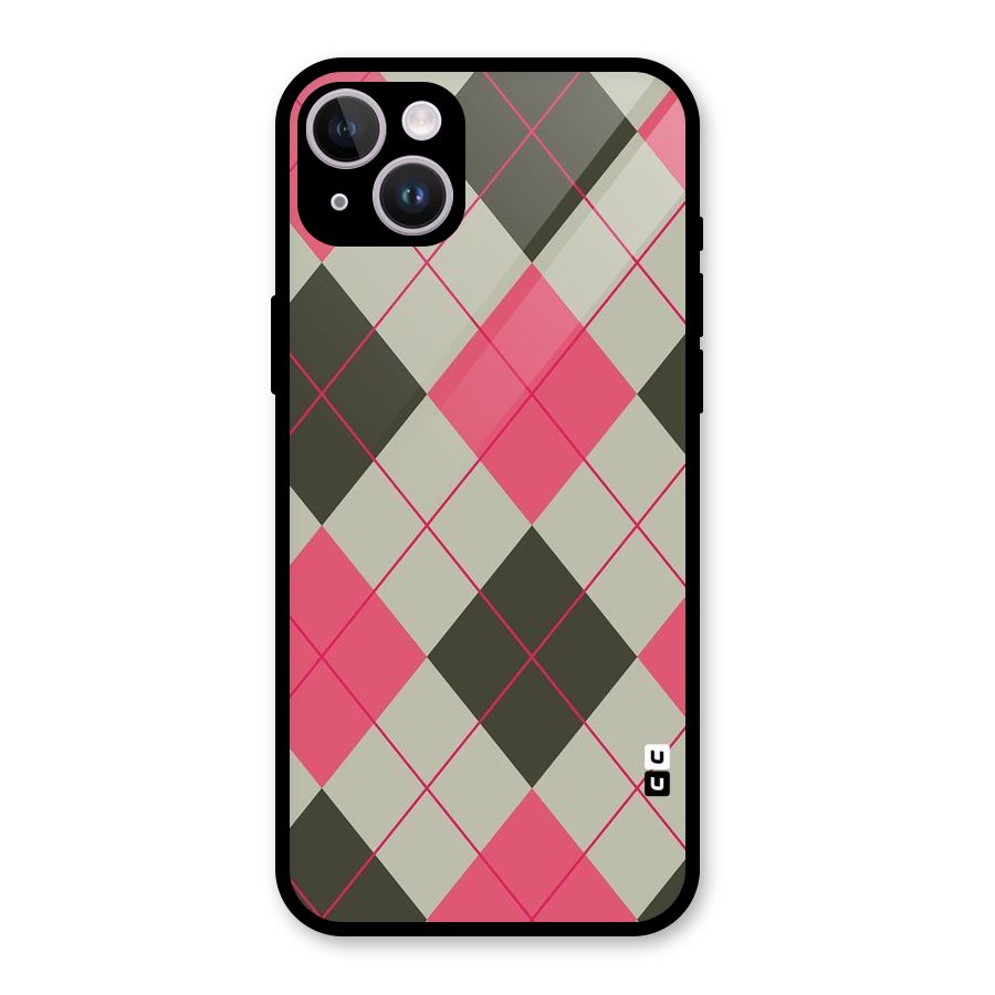 Check And Lines Glass Back Case for iPhone 14 Plus