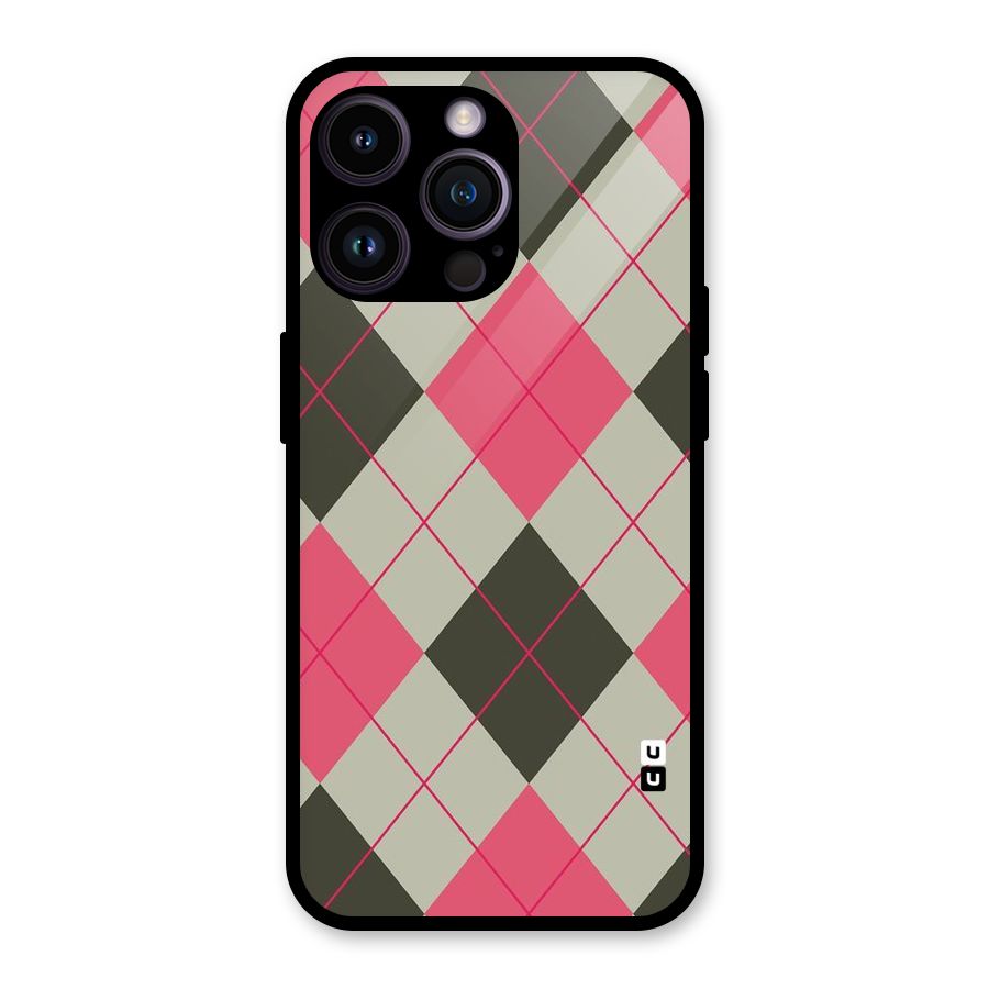 Check And Lines Glass Back Case for iPhone 14 Pro Max