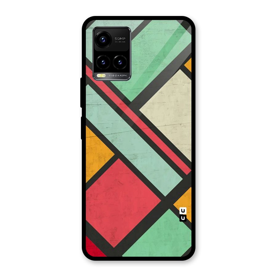 Check Colors Glass Back Case for Vivo Y33s