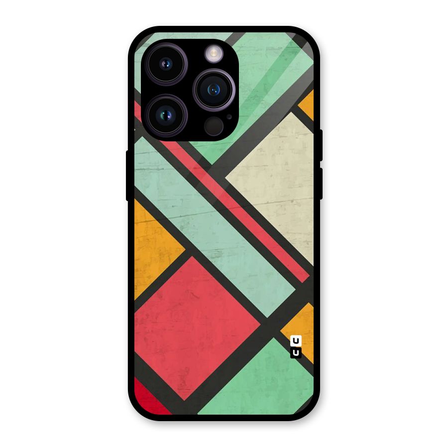 Check Colors Glass Back Case for iPhone 14 Pro