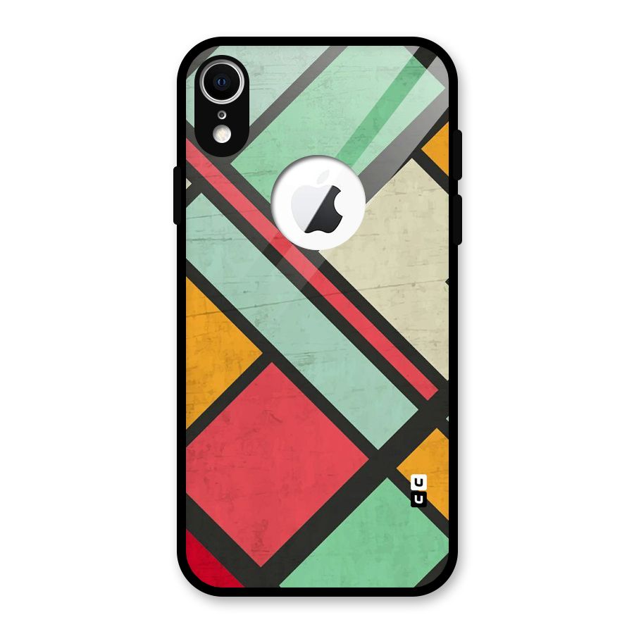 Check Colors Glass Back Case for iPhone XR Logo Cut