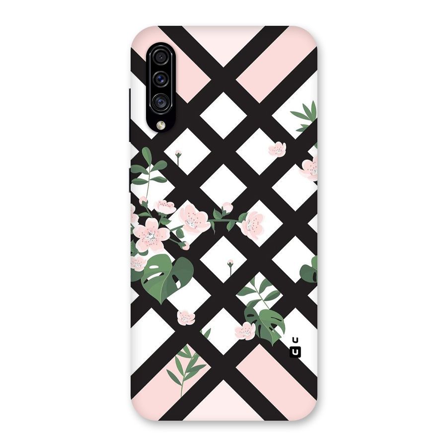 Check Floral Stripes Back Case for Galaxy A30s