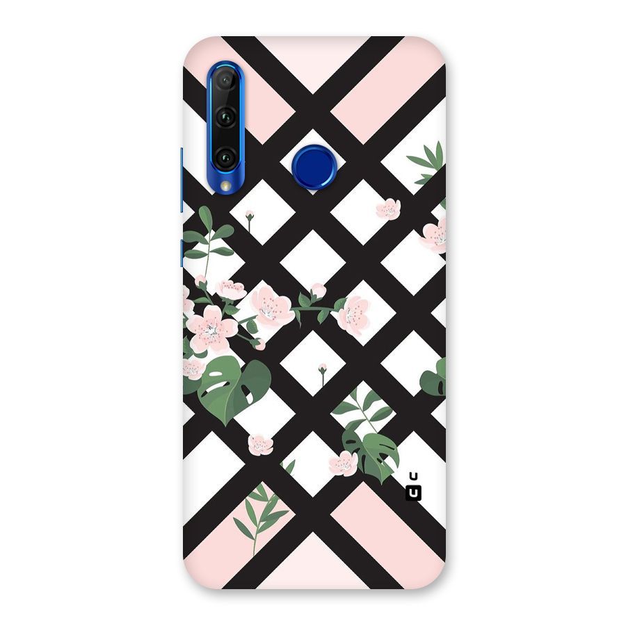 Check Floral Stripes Back Case for Honor 20i