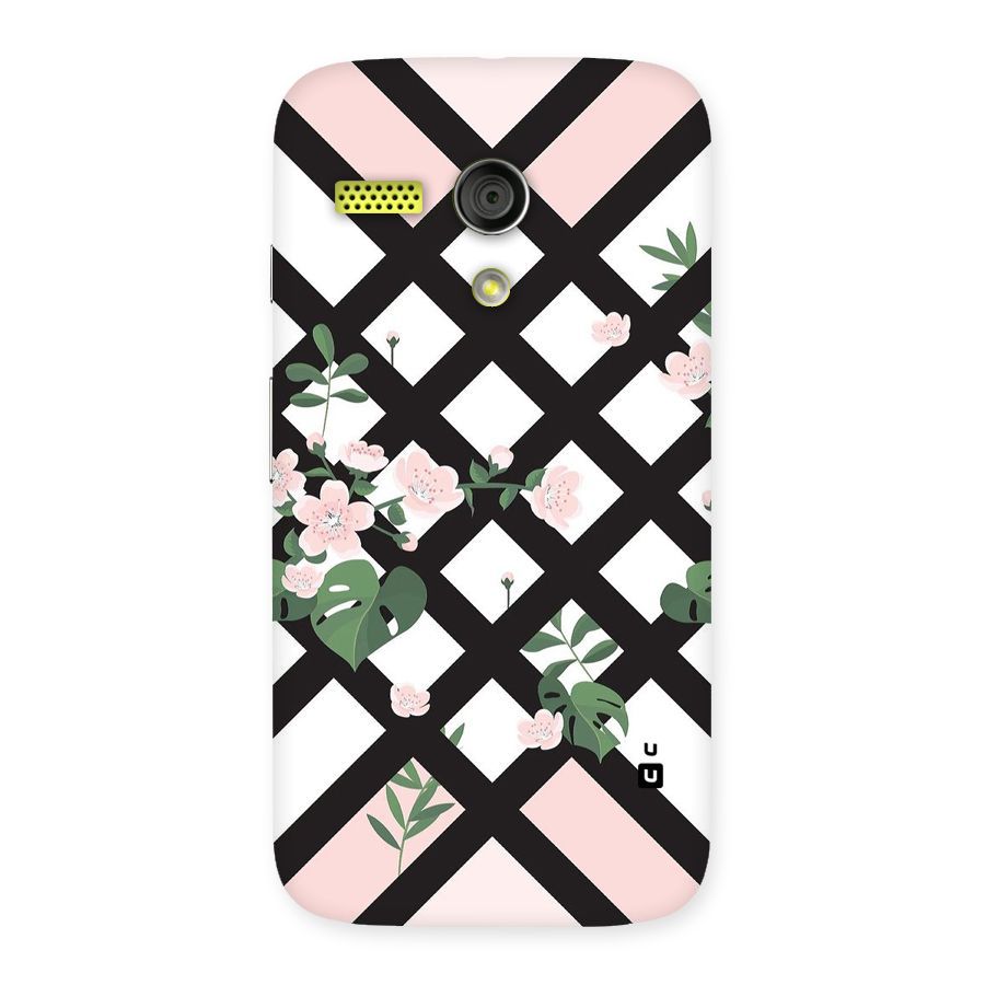 Check Floral Stripes Back Case for Moto G