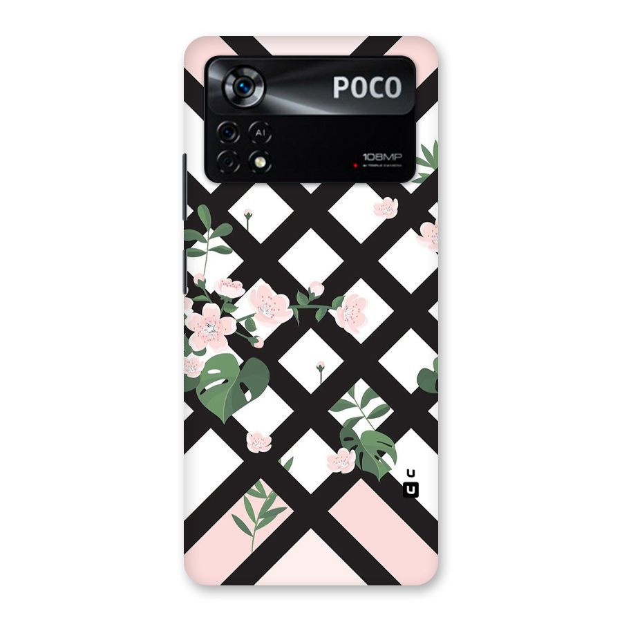 Check Floral Stripes Back Case for Poco X4 Pro 5G