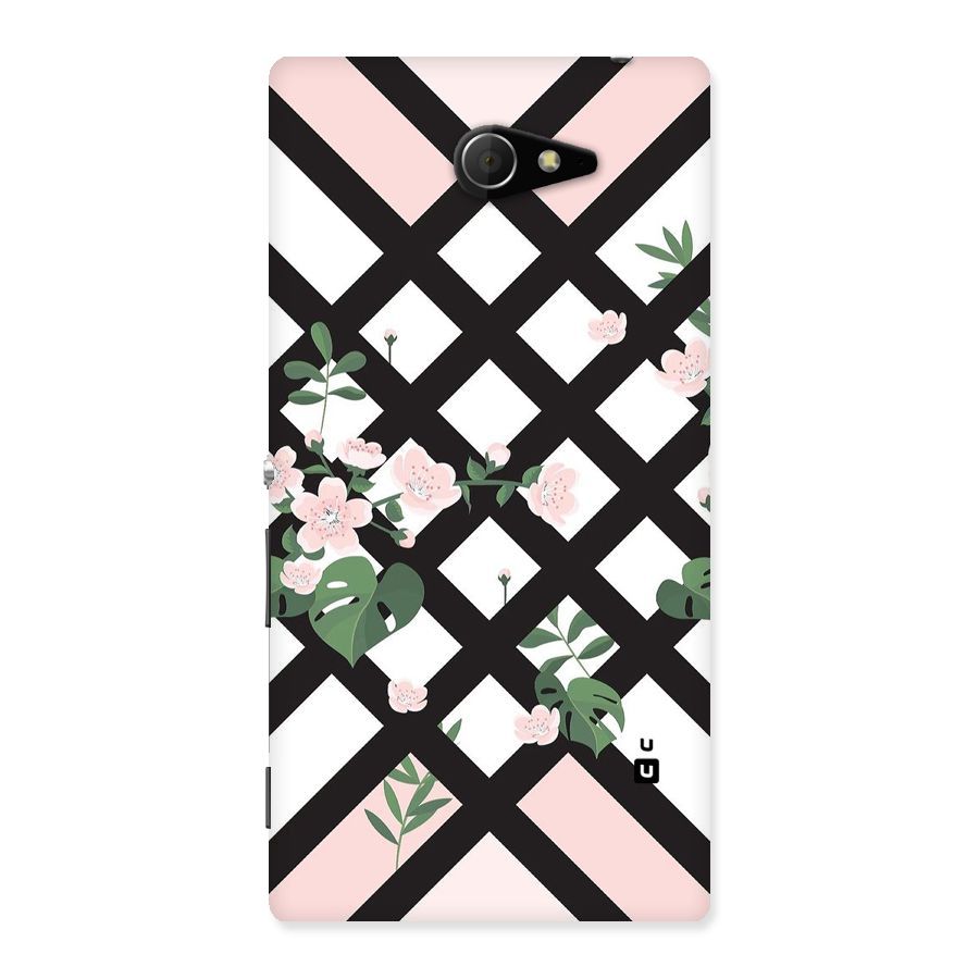 Check Floral Stripes Back Case for Sony Xperia M2