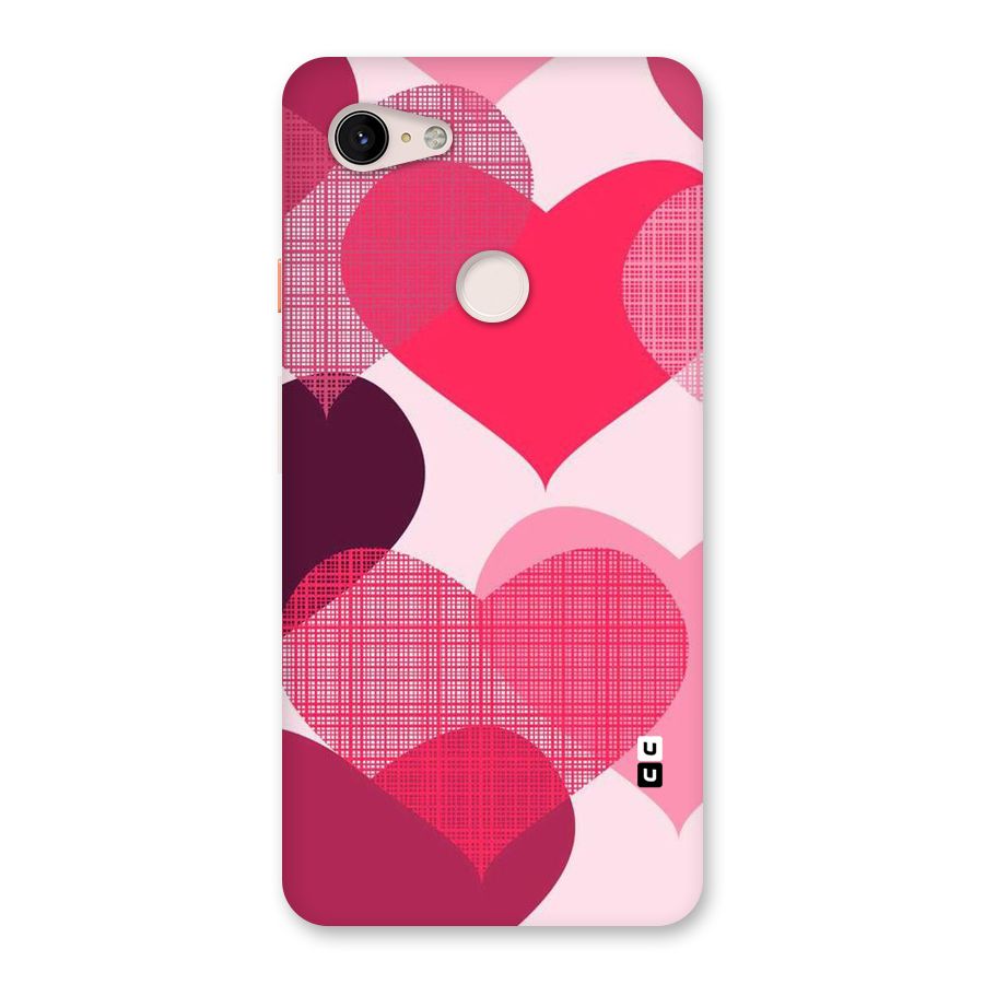 Check Pink Hearts Back Case for Google Pixel 3 XL