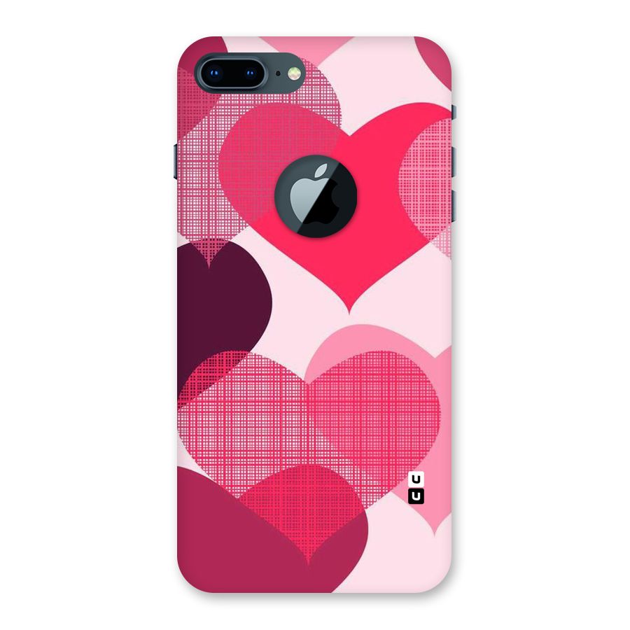 Check Pink Hearts Back Case for iPhone 7 Plus Logo Cut