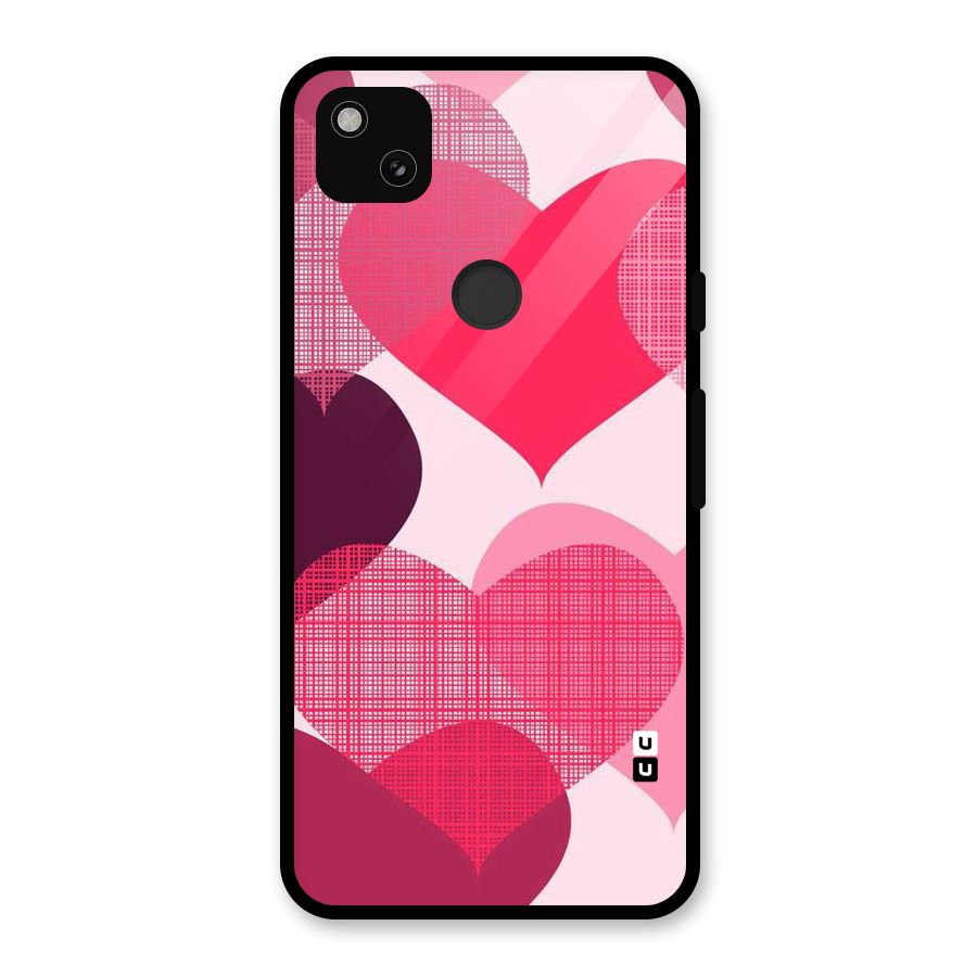 Check Pink Hearts Glass Back Case for Google Pixel 4a