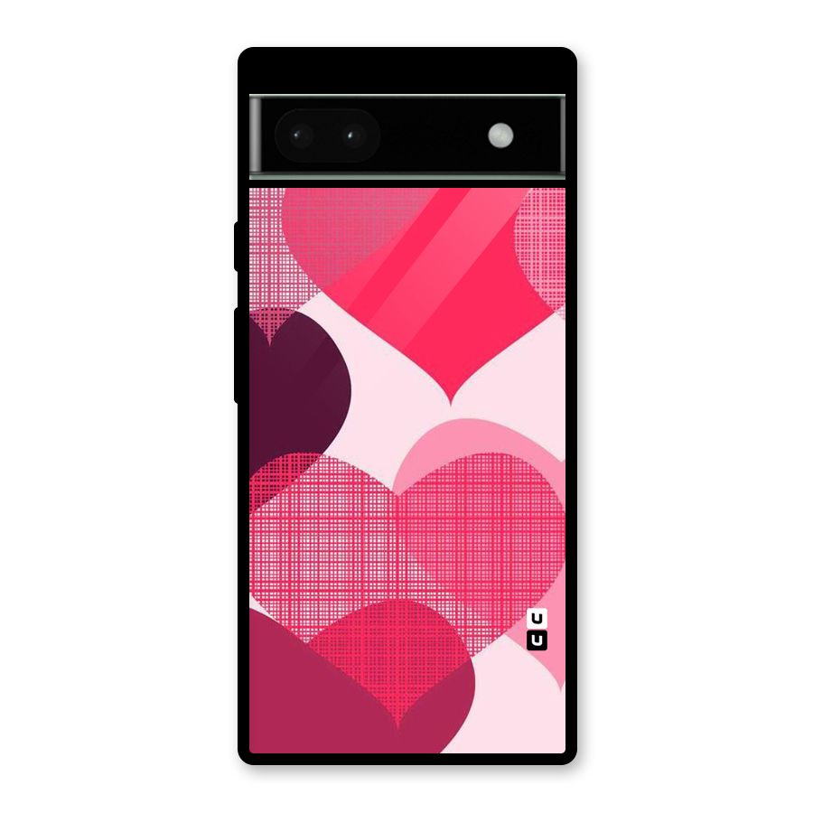 Check Pink Hearts Glass Back Case for Google Pixel 6a