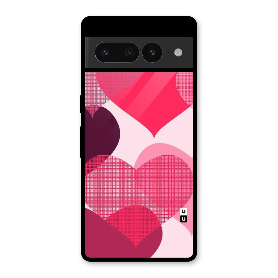 Check Pink Hearts Glass Back Case for Google Pixel 7 Pro