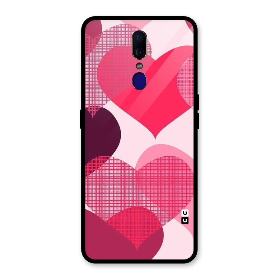 Check Pink Hearts Glass Back Case for Oppo F11