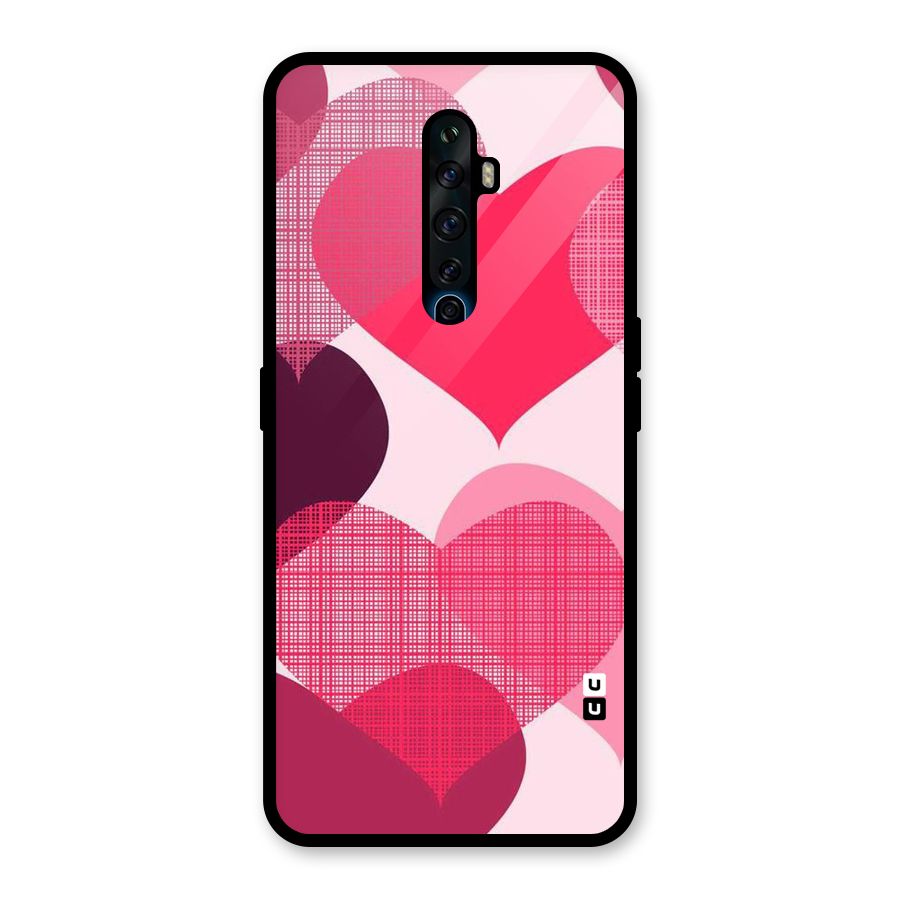 Check Pink Hearts Glass Back Case for Oppo Reno2 F