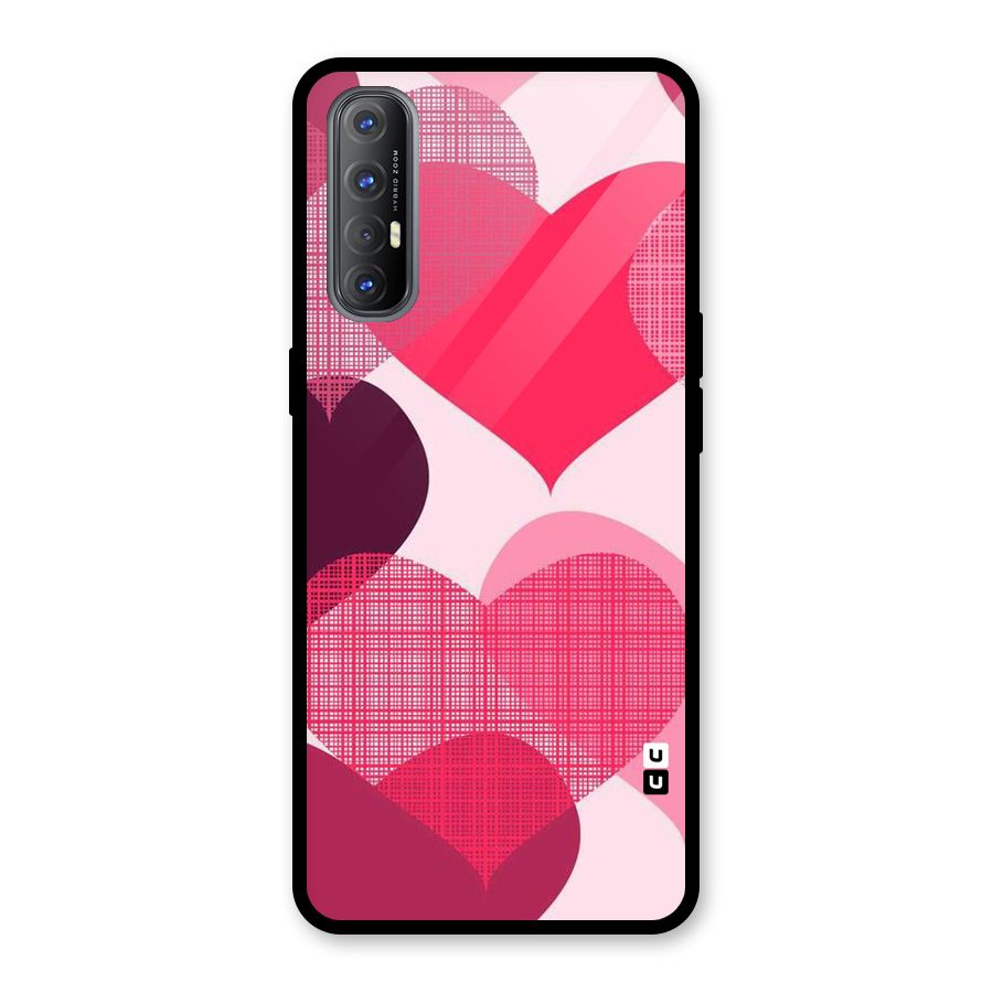 Check Pink Hearts Glass Back Case for Oppo Reno3 Pro