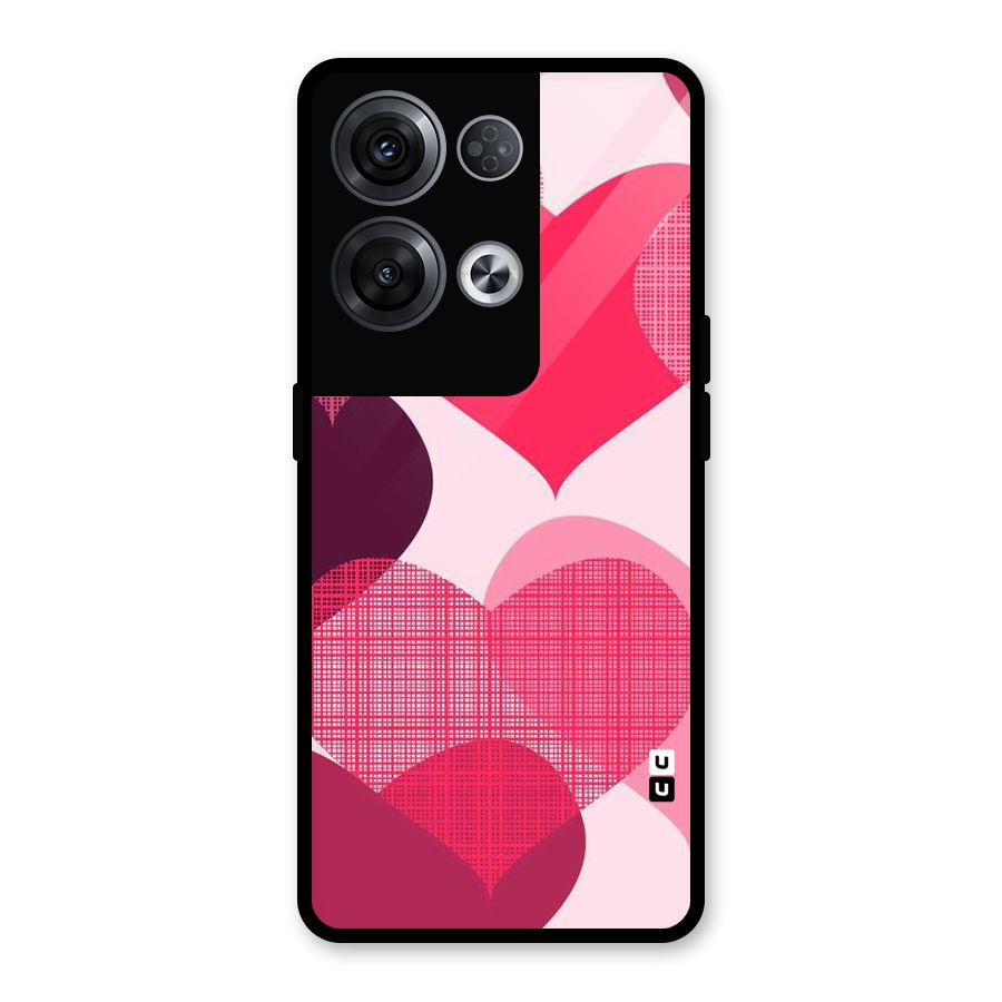 Check Pink Hearts Glass Back Case for Oppo Reno8 Pro 5G