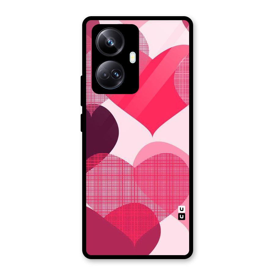 Check Pink Hearts Glass Back Case for Realme 10 Pro Plus