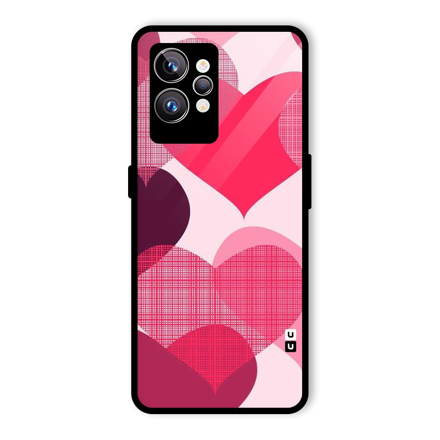 Check Pink Hearts Glass Back Case for Realme GT2 Pro