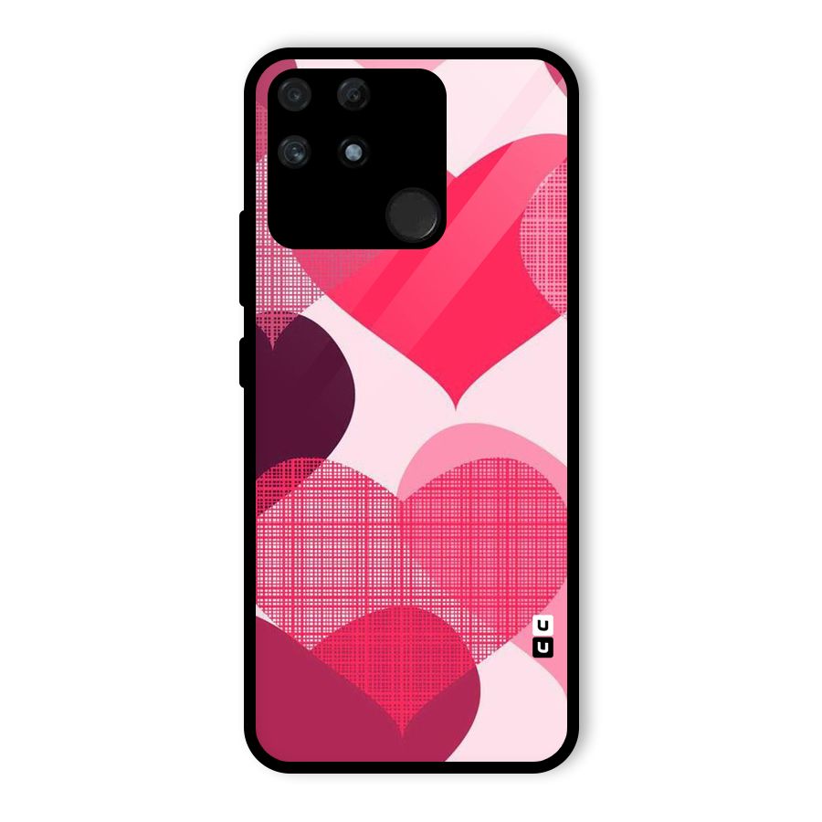 Check Pink Hearts Glass Back Case for Realme Narzo 50A