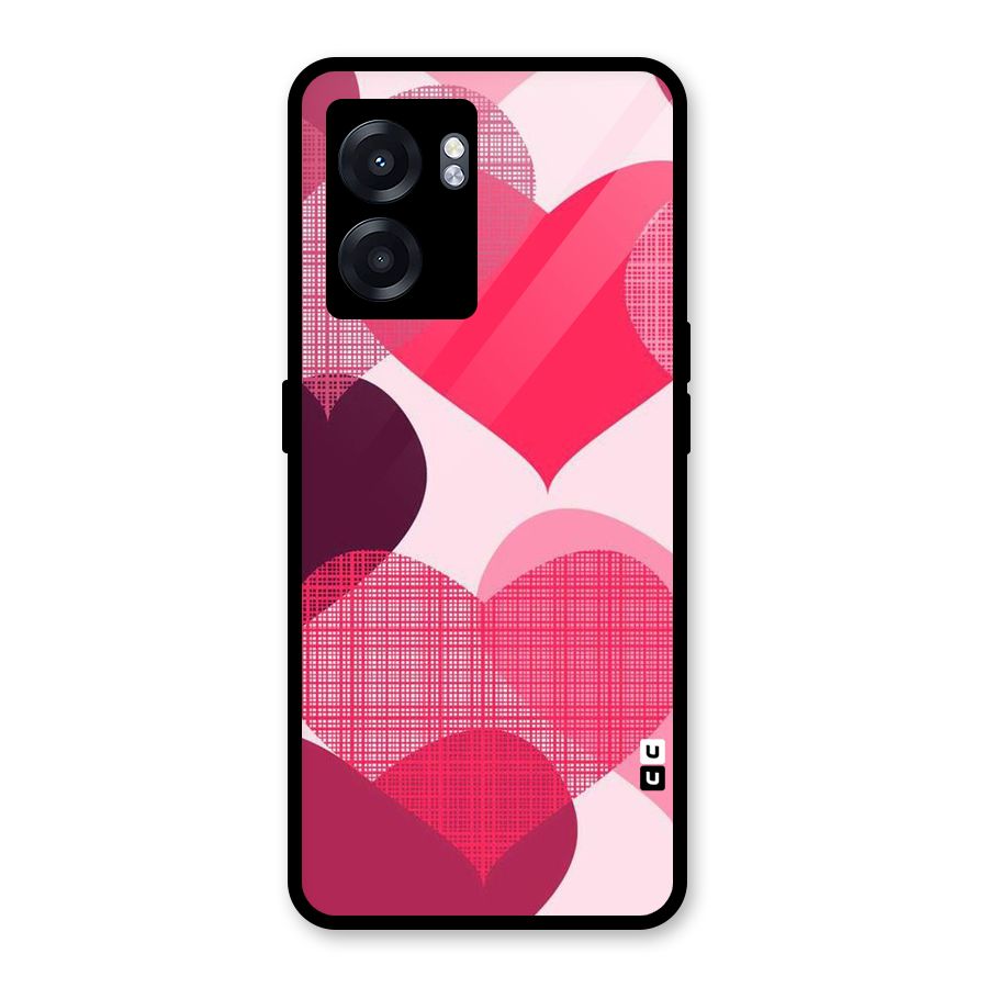 Check Pink Hearts Glass Back Case for Realme Narzo 50 5G