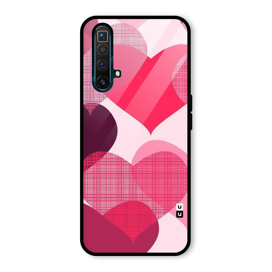 Check Pink Hearts Glass Back Case for Realme X3 SuperZoom