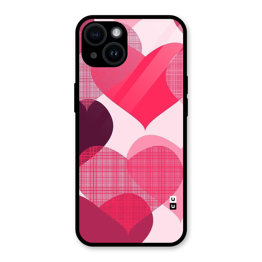 Check Pink Hearts Glass Back Case for iPhone 14