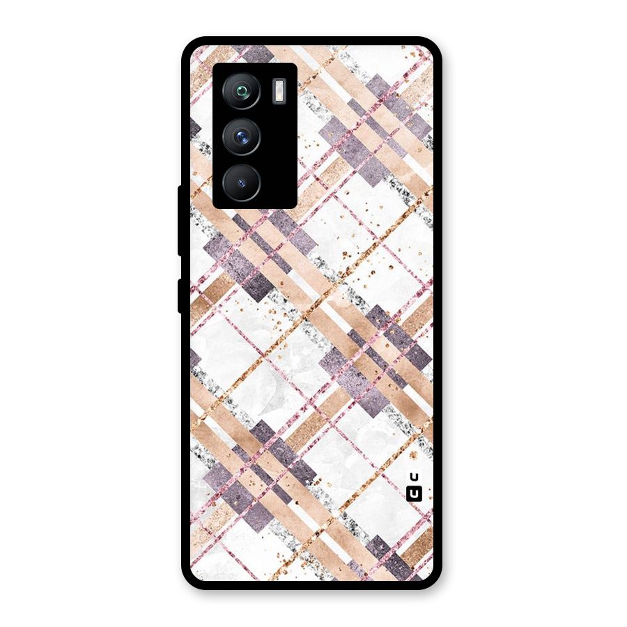 Check Trouble Glass Back Case for Vivo iQOO 9 SE