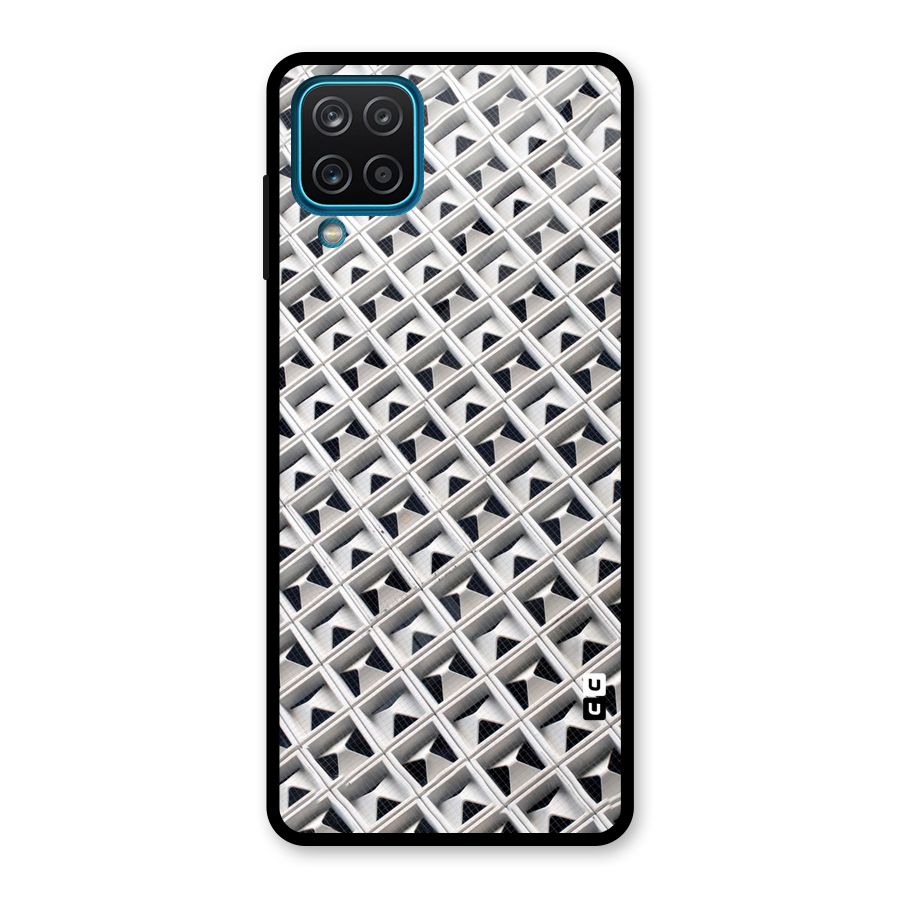 Check White Design Glass Back Case for Galaxy A12