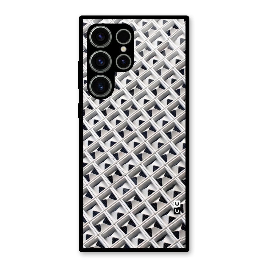 Check White Design Glass Back Case for Galaxy S23 Ultra
