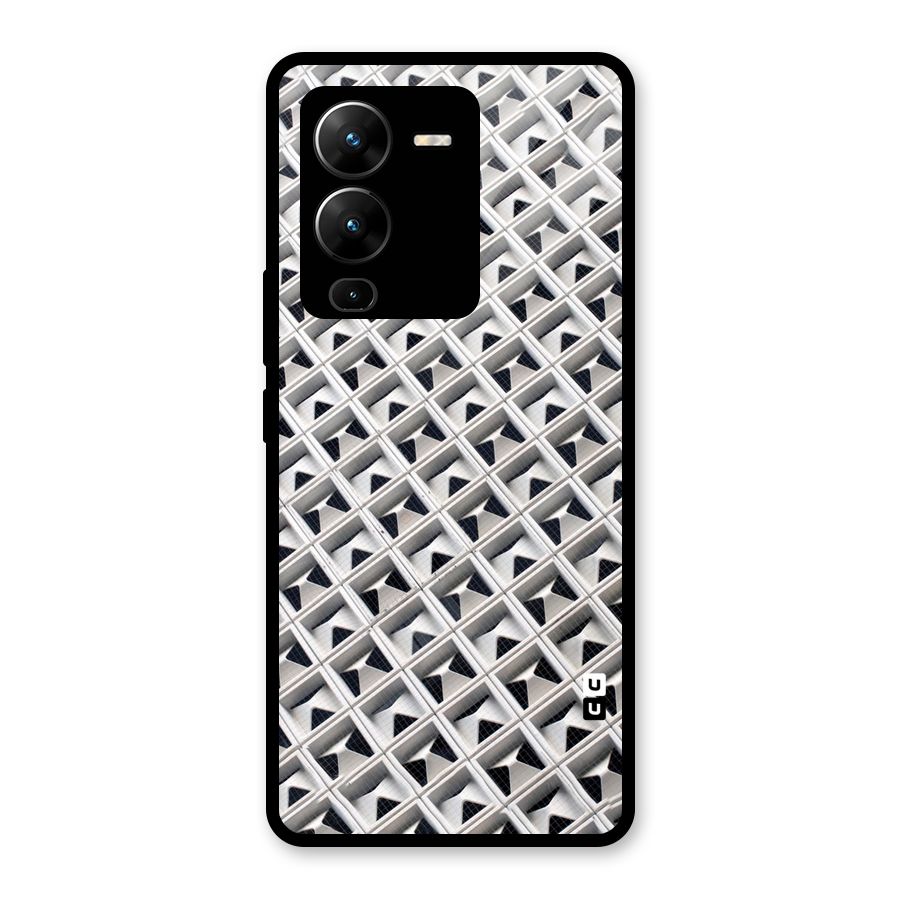 Check White Design Glass Back Case for Vivo V25 Pro