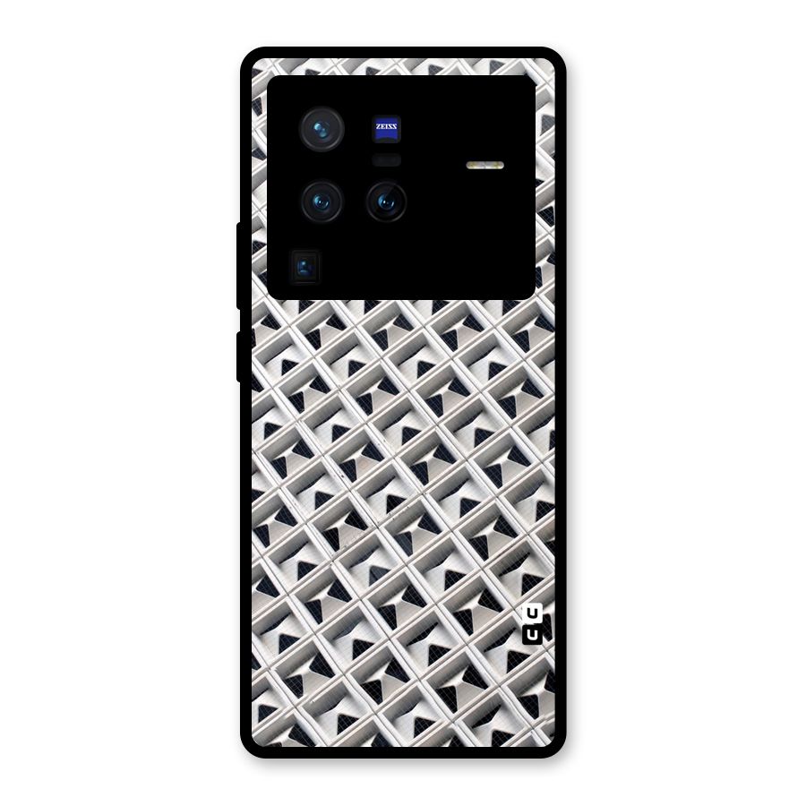 Check White Design Glass Back Case for Vivo X80 Pro