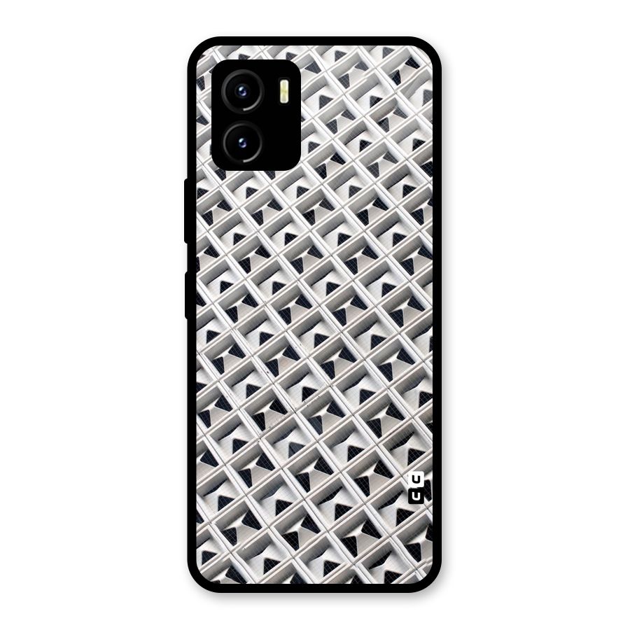 Check White Design Glass Back Case for Vivo Y15s