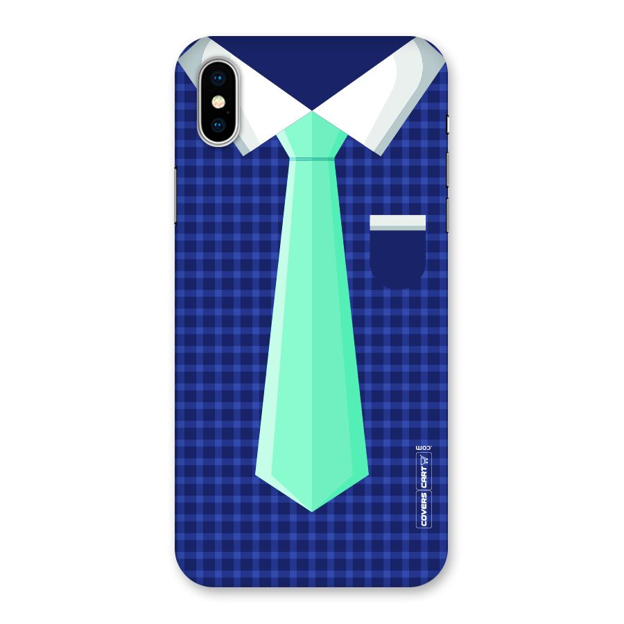 Checked Shirt Tie Back Case for iPhone XS