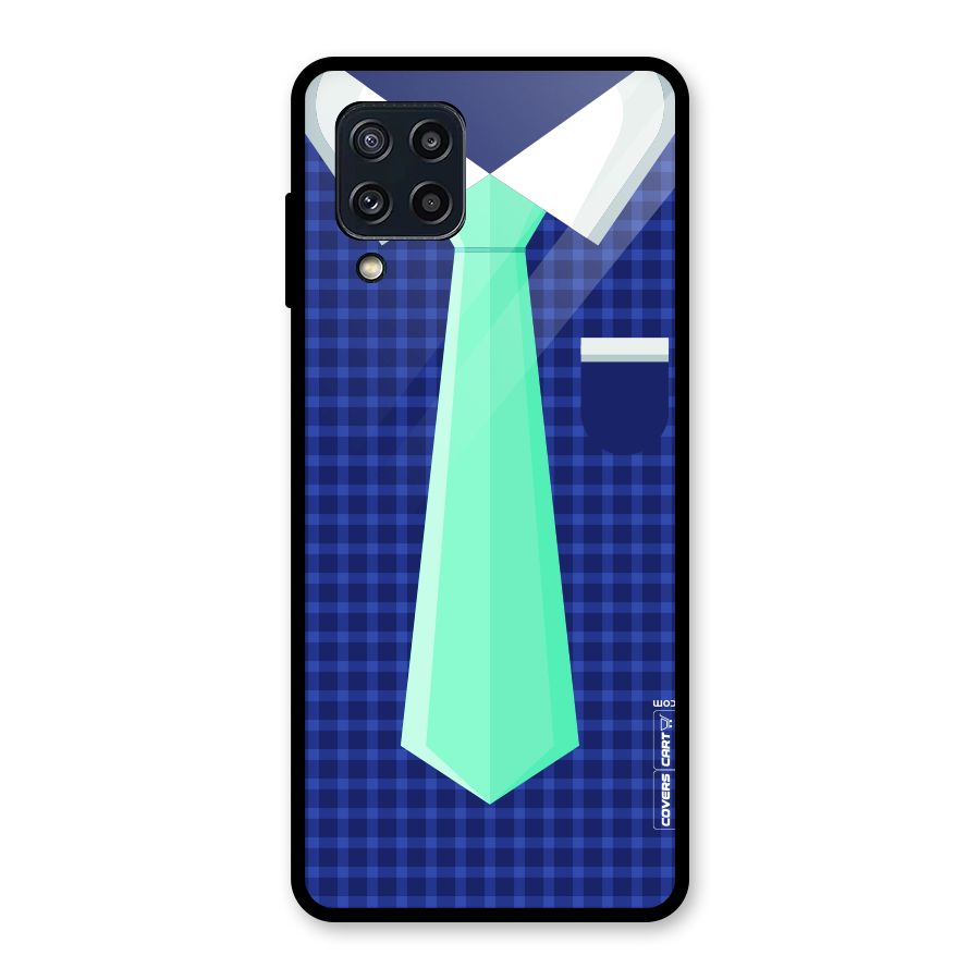 Checked Shirt Tie Glass Back Case for Galaxy M32