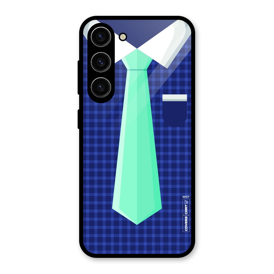 Checked Shirt Tie Glass Back Case for Galaxy S23