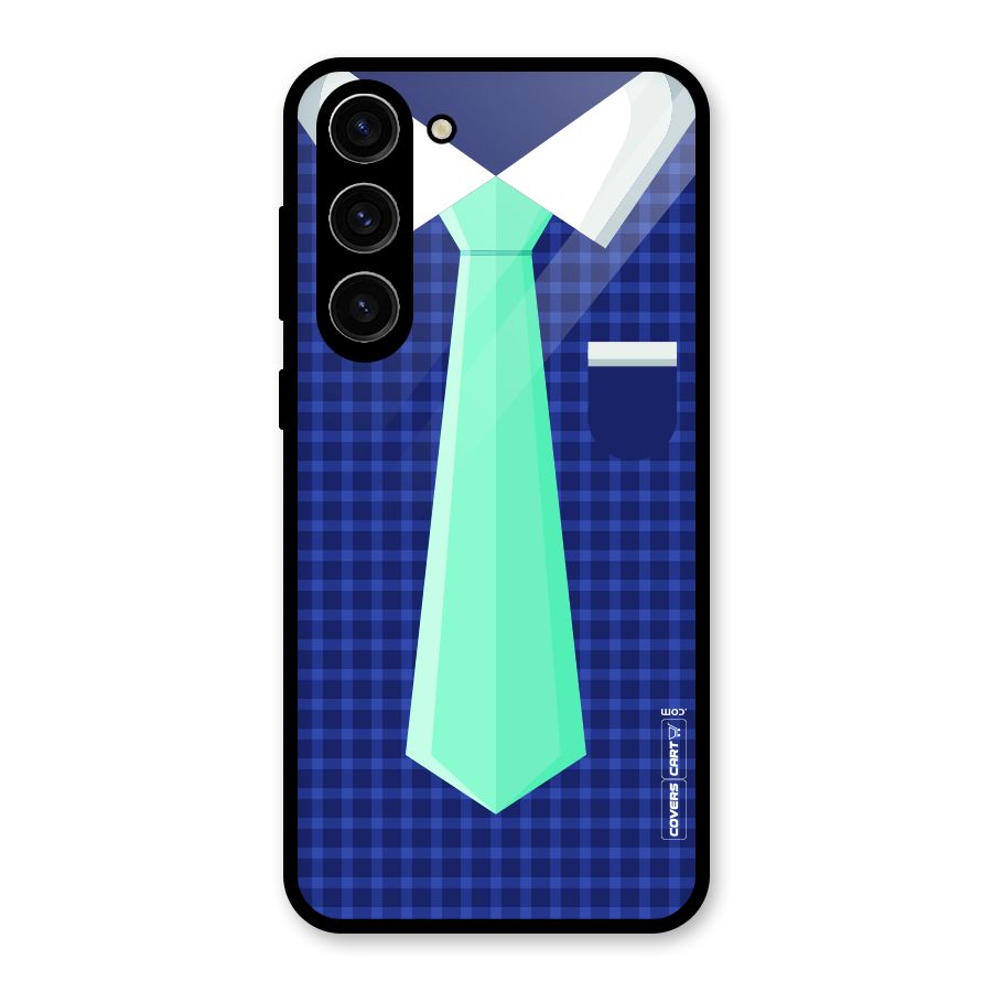 Checked Shirt Tie Glass Back Case for Galaxy S23 Plus