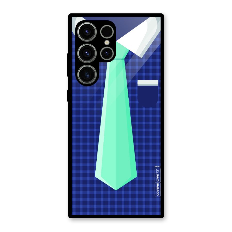 Checked Shirt Tie Glass Back Case for Galaxy S23 Ultra