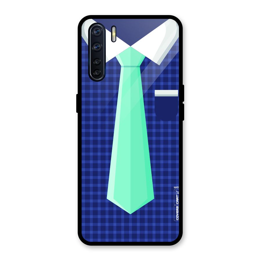 Checked Shirt Tie Glass Back Case for Oppo F15