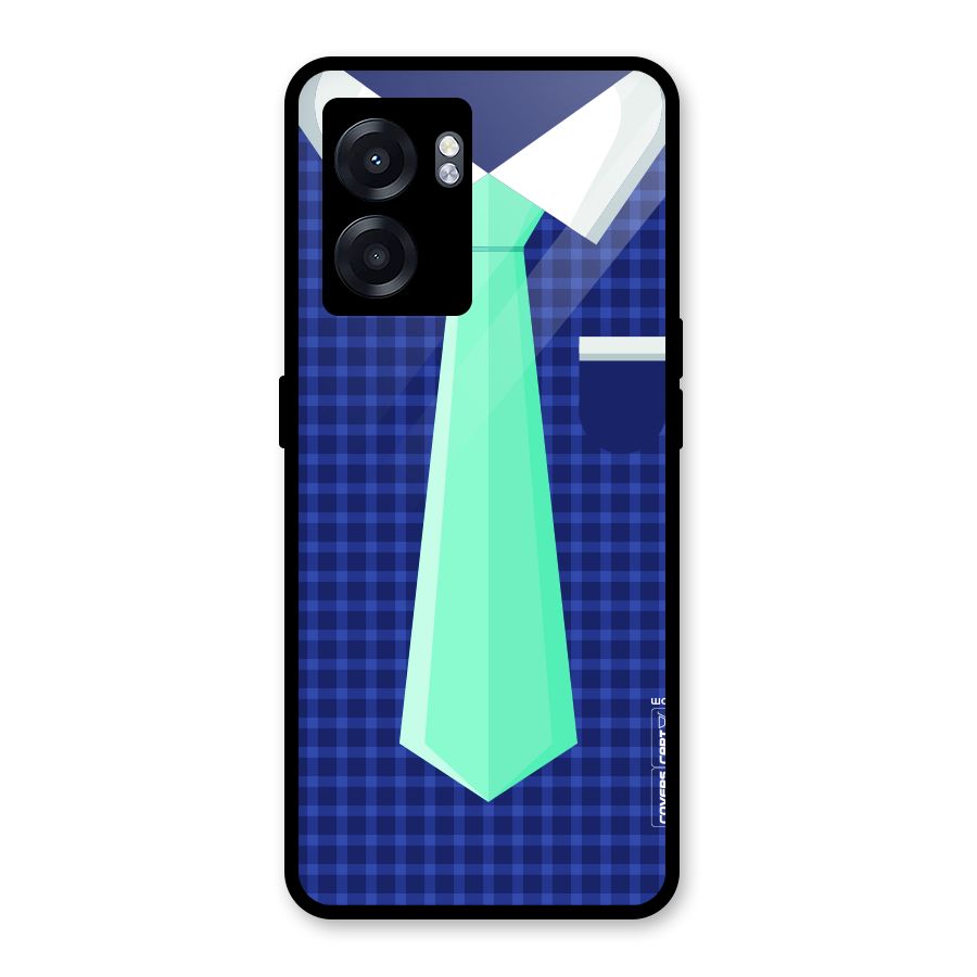 Checked Shirt Tie Glass Back Case for Oppo K10 (5G)