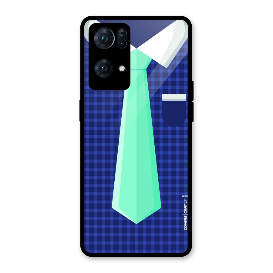 Checked Shirt Tie Glass Back Case for Oppo Reno7 Pro 5G