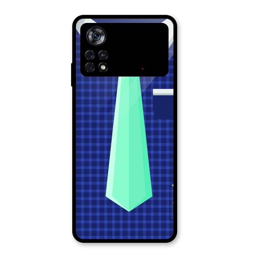 Checked Shirt Tie Glass Back Case for Poco X4 Pro 5G