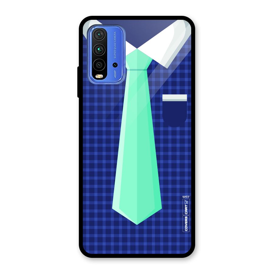 Checked Shirt Tie Glass Back Case for Redmi 9 Power