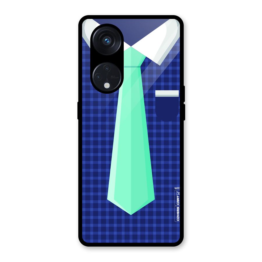 Checked Shirt Tie Glass Back Case for Reno8 T 5G