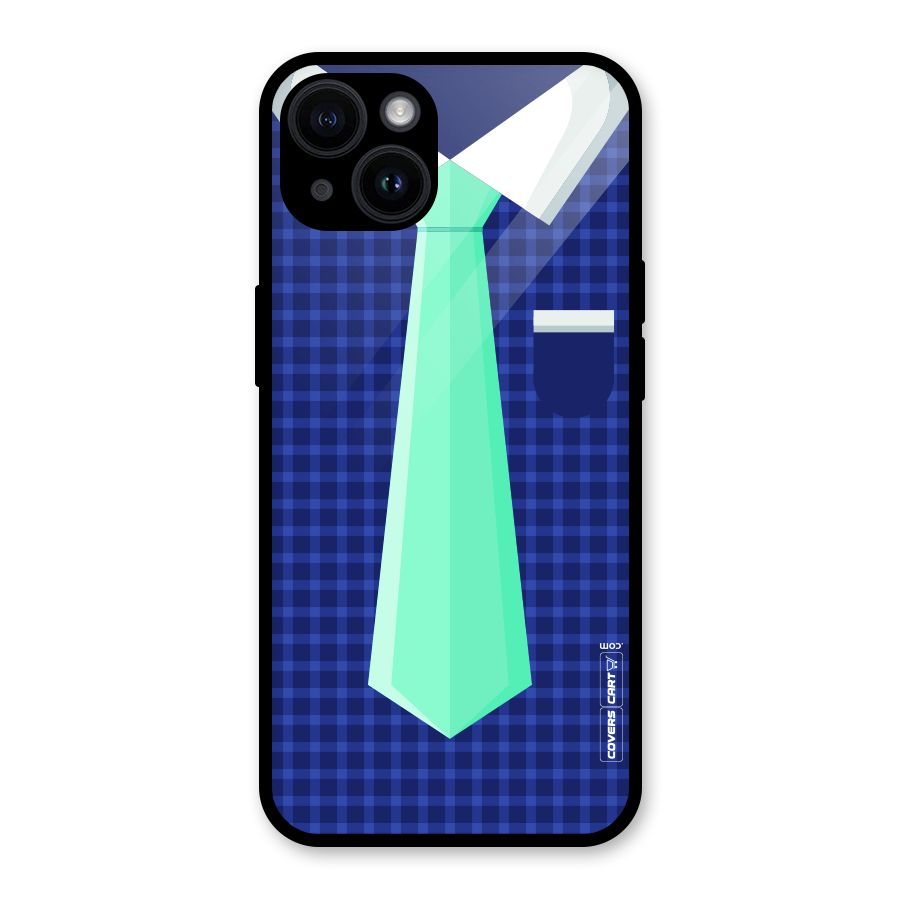 Checked Shirt Tie Glass Back Case for iPhone 14