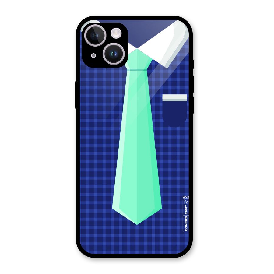 Checked Shirt Tie Glass Back Case for iPhone 14 Plus
