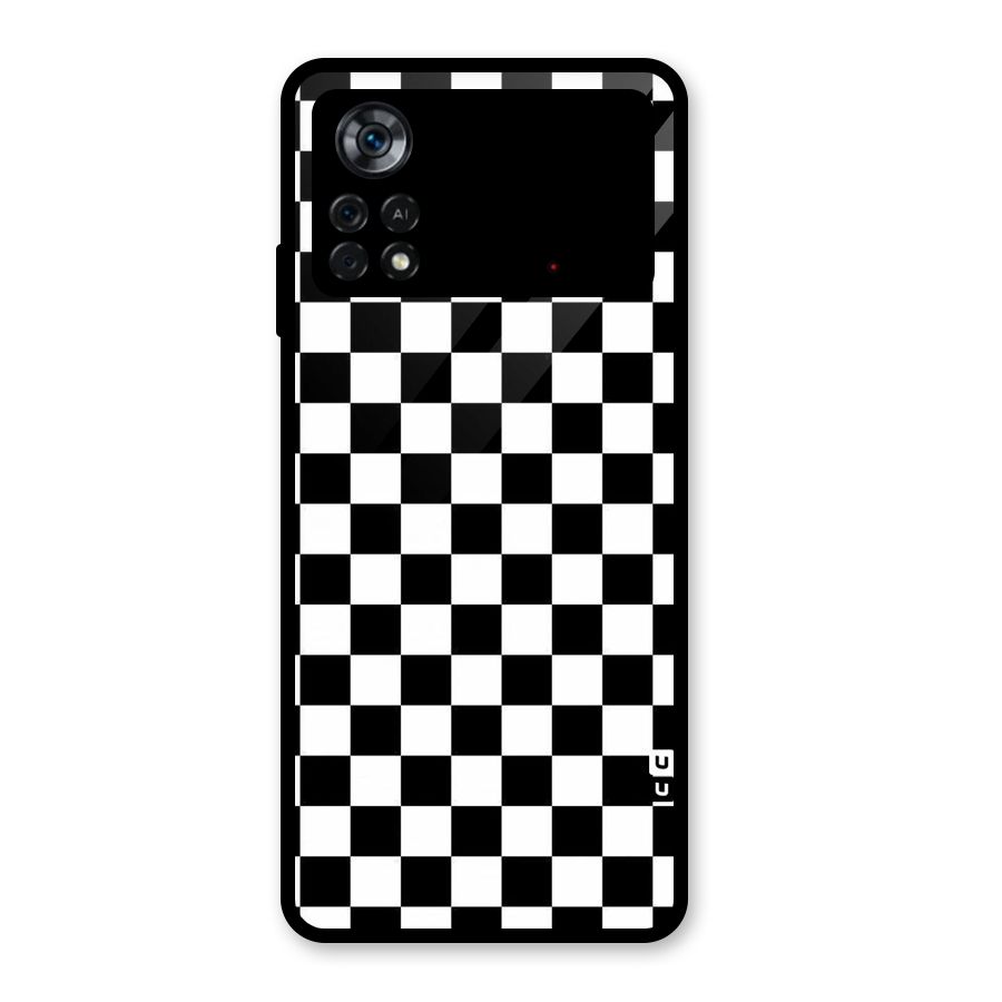 Checkerboard Glass Back Case for Poco X4 Pro 5G