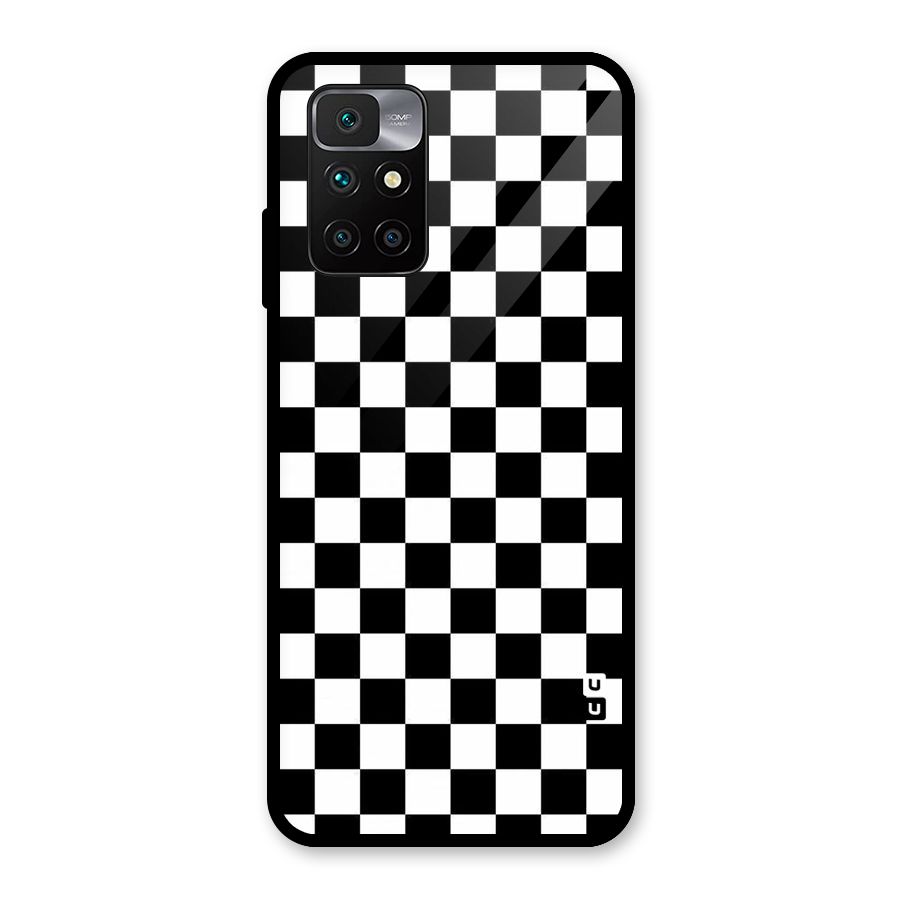 Checkerboard Glass Back Case for Redmi 10 Prime