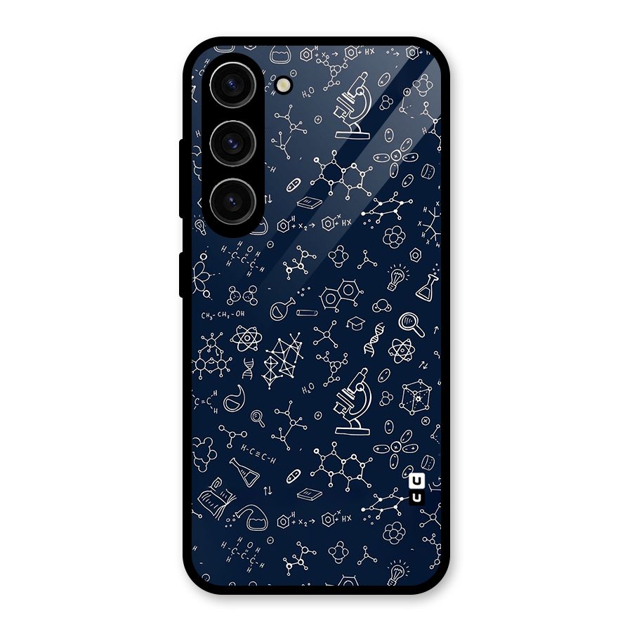 Chemistry Doodle Art Glass Back Case for Galaxy S23