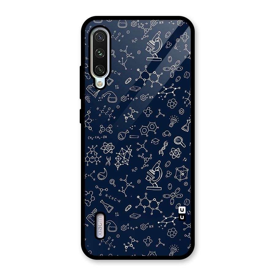 Chemistry Doodle Art Glass Back Case for Mi A3