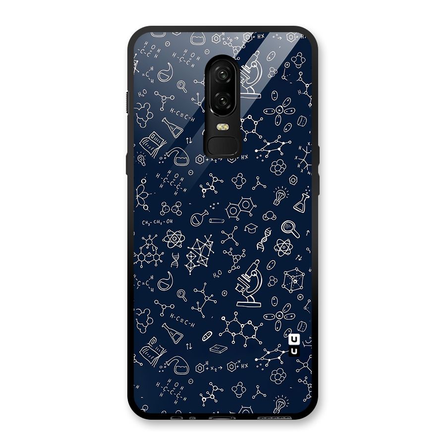 Chemistry Doodle Art Glass Back Case for OnePlus 6